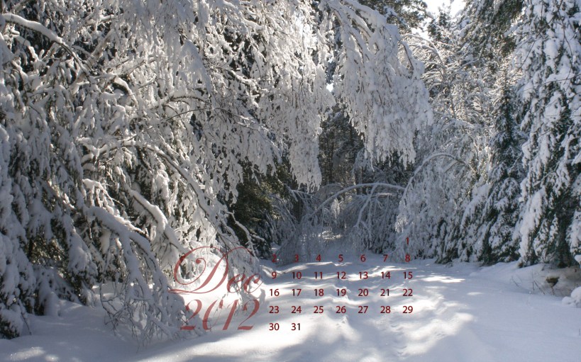 free desktop calendar december 2012