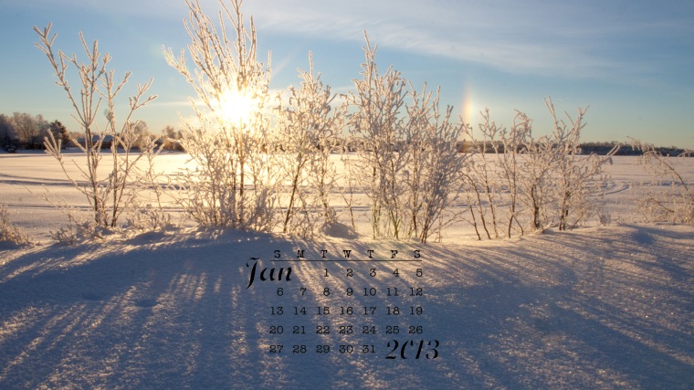 free desktop calendar January 2013