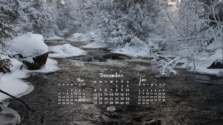free desktop calendar December 2016 1600x900